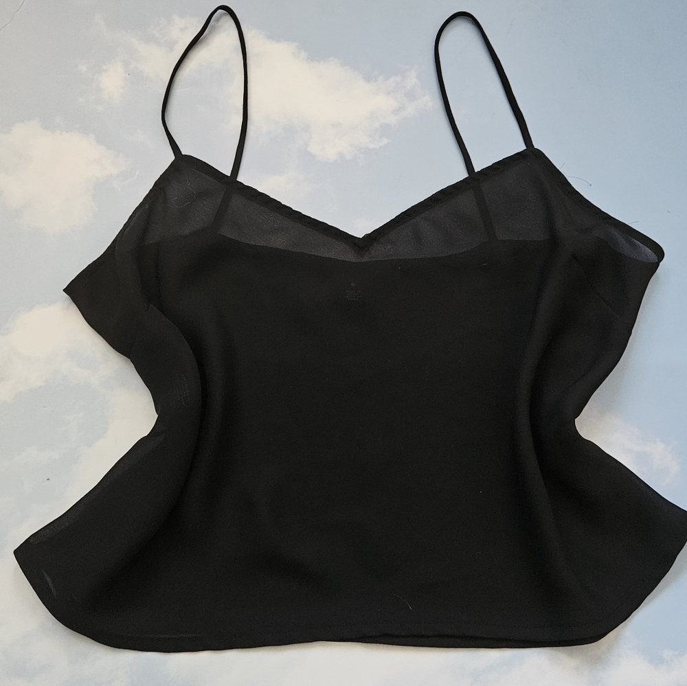 Black Spaghetti Strap Chiffon Top Basic Black Cam… - image 3